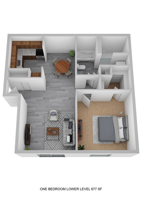 Floor plan for 1 bed, 1 bath